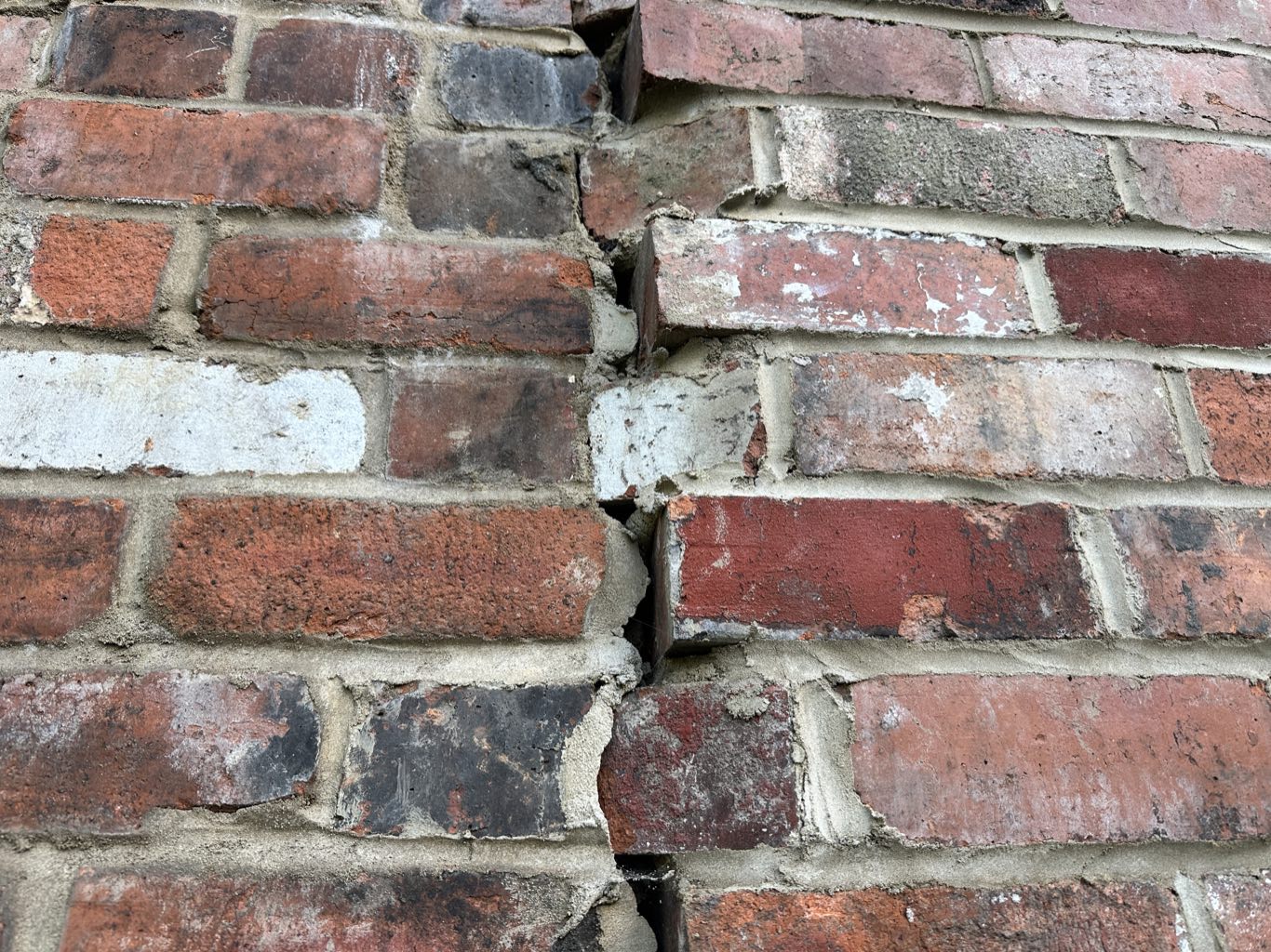 Cracking to brickwork — the kind of pre-existing condition a Schedule of Condition records before works begin